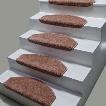 Kahverengi Tüylü Halıdan Oval Kesim Demonte Basamak Paspasi